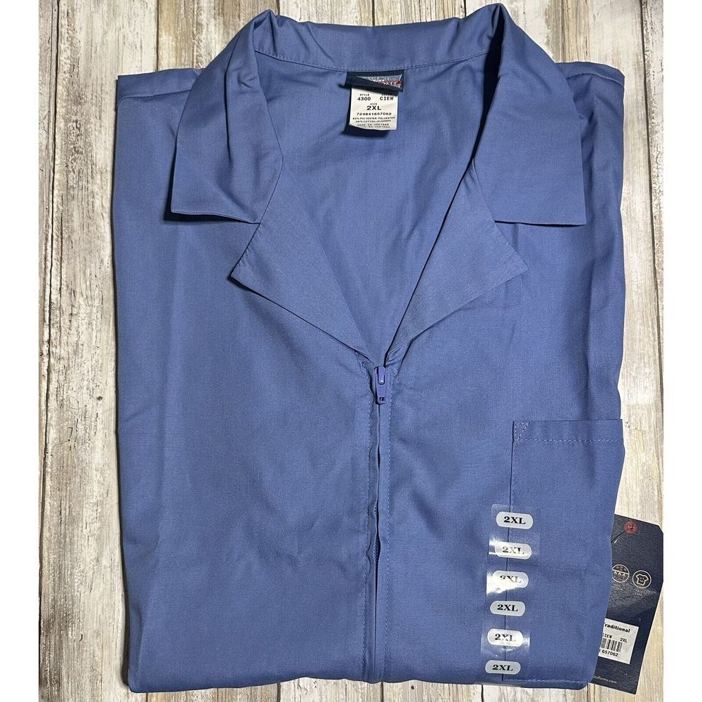 Cherokee Mens‎ 2XL  Zip Front Jacket Traditional Fit Lapel Collar Ceil Blue